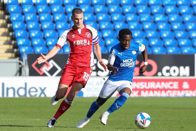 Siriki Dembele in action for Posh against Fleetwood last week.