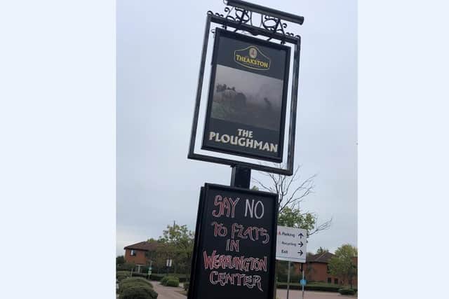Campaign sign outside The Ploughman pub in Werrington