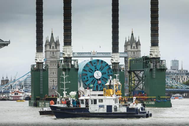 TBM Selina, which will build the tunnel, on the London skyline.