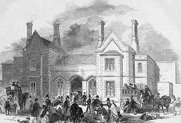 An engraving of the station from 1845.