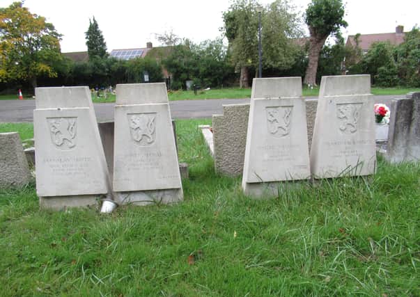The graves of four Czechoslovak airman who lost their lives in Elton, buried at Eastfield Cemetery