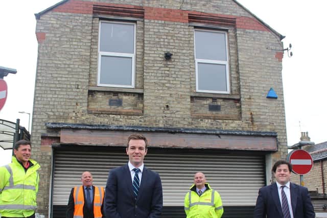 Cllr Kelham Cooke (centre) with, from left, Lindum site manager Paul Gensiorskyj, small works manager Paul Tierney, contracts manager Gary Burton and Lindum Group director Edward Chambers.