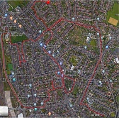 The route the pursuit took