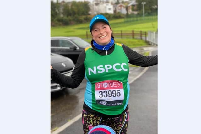 Vicky as she prepares to set off for her Virtual London Marathon