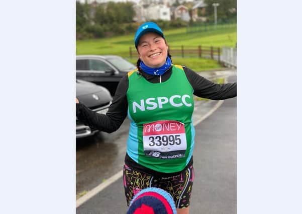 Vicky as she prepares to set off for her Virtual London Marathon