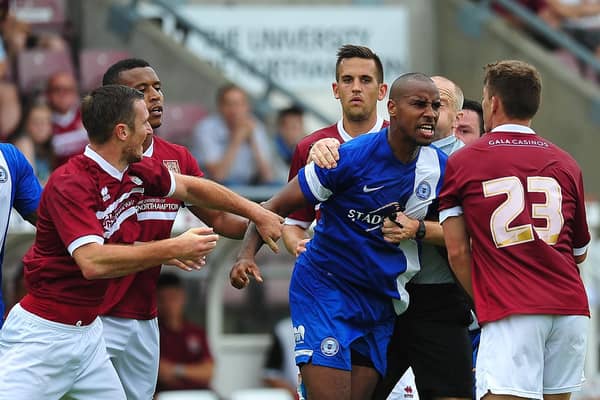 Tempers flare at a previous Cobblers/Posh clash.
