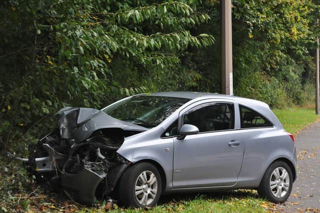 One of the vechicles involved in the collision