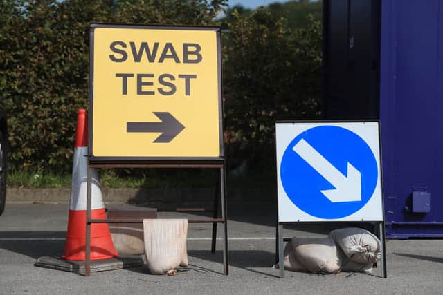 Signs for a coronavirus testing station. Photo: PA EMN-200910-145259001