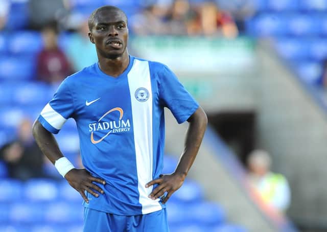 Gaby Zakuani playing for Posh in 2013.