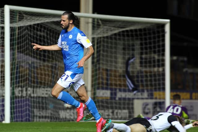 George Boyd after scoring on what will probably be his last Posh appearance against Fulham in the EFL Trophy.