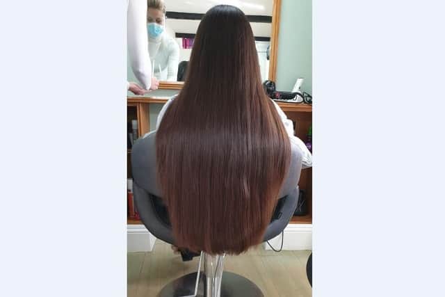 Aimee grew her hair for five years before having it cut last week
