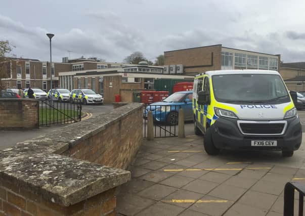 Police at Bourne Grammar School.