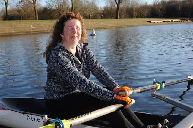 Visually impaired  sculler Kate Lindgren at Peterborough City Rowing club course at Thorpe Meadows. EMN-181217-153459009