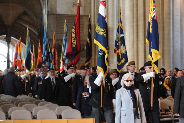 Remembrance Sunday in Peterborough City Centre. Peterborough Cathedral Service of Remembrance EMN-191011-212955009