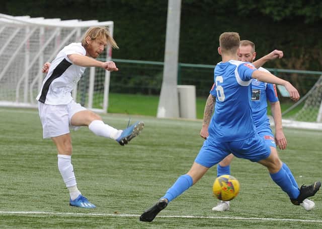 Craig Mackail-Smith in action for Bedford at Yaxley. Photo: David Lowndes.