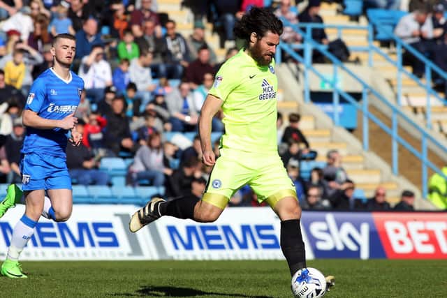 Michael Bostwick in action for Posh.