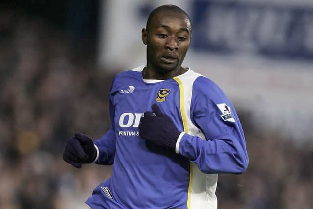 Tresor Lomana Lualua in action for Portsmouth in 2005.