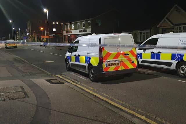 Police at the scene in Welland Road, Dogsthorpe