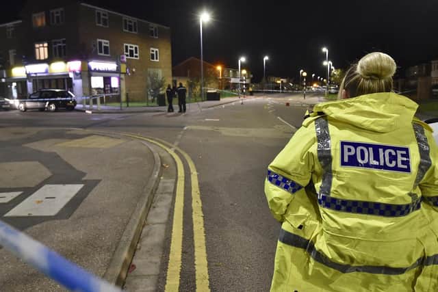 Police at the scene on Wednesday night