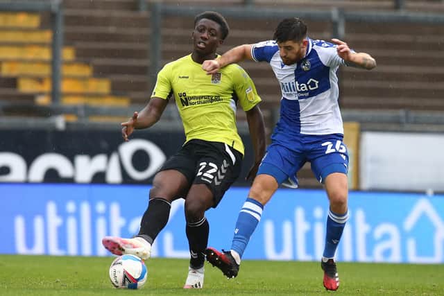 Former Posh skipper Jack Baldwin (right) in action for Bristol Rovers earlier this season. Photo: Pete Norton Getty Images.