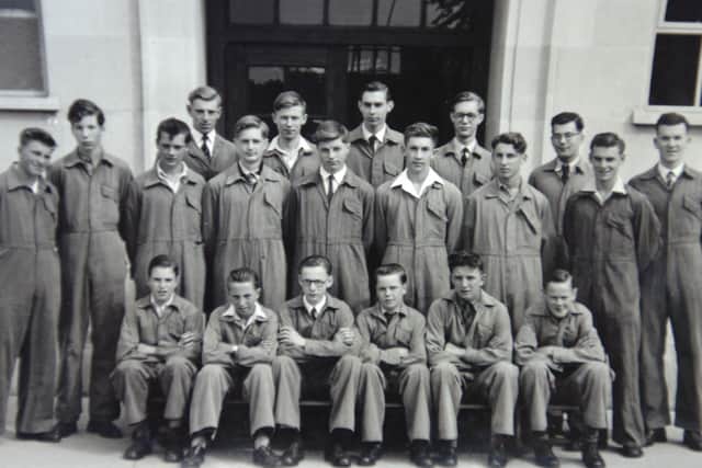 Perkins Apprentices in the early 1950s picture taken in front of Apprentice School at the end of Grange Road.