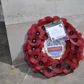 Memorial wreath at Peterborough War Memorial