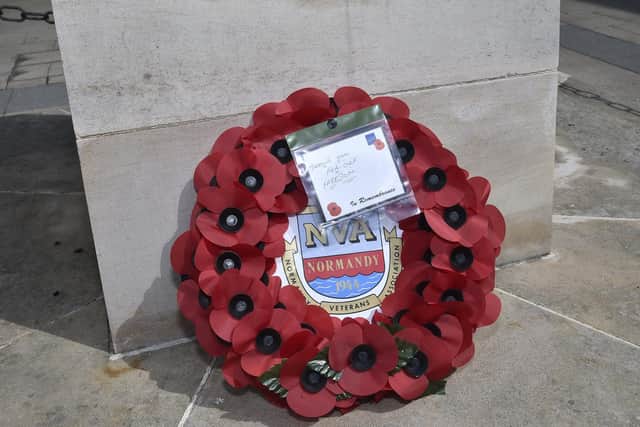Memorial wreath at Peterborough War Memorial