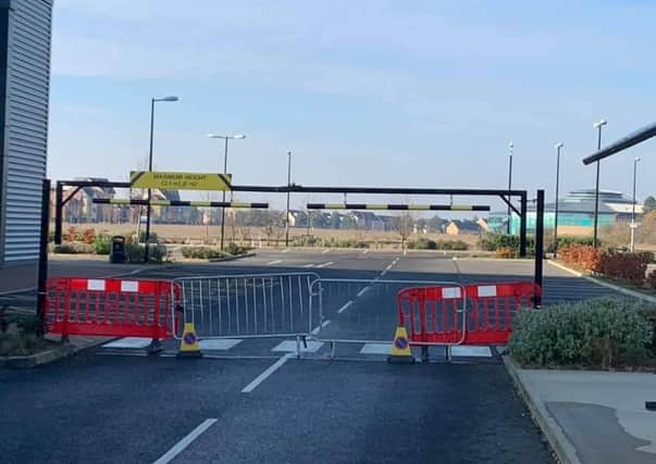 Temporary barriers in place at the Vivacity Premier Fitness car park