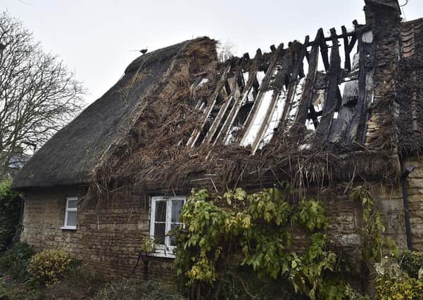 A thatched cottage at Castor was damaged in the fire.