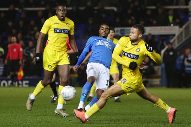 Action from POSH 4, WYCOMBE 0 last season.