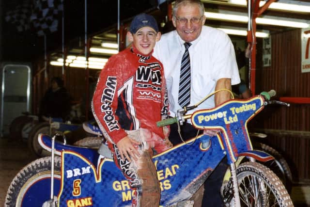 Pete Seaton with England speedway rider Danny King.