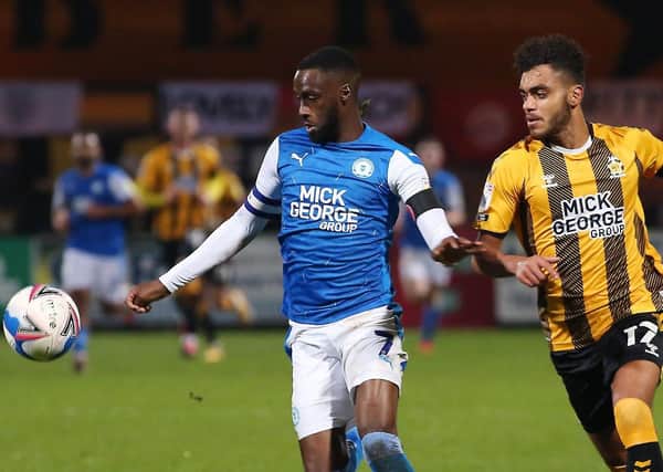 Mo Eisa during the game at Cambridge United in the EFL Trophy. Photo: Joe Dent/theposh.com.