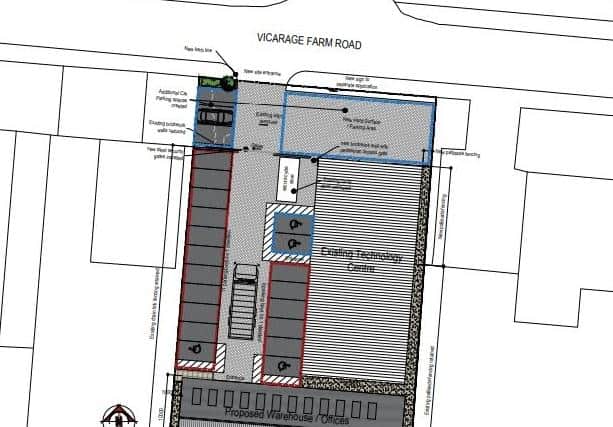 Plans for the new building on Vicarage Farm Road