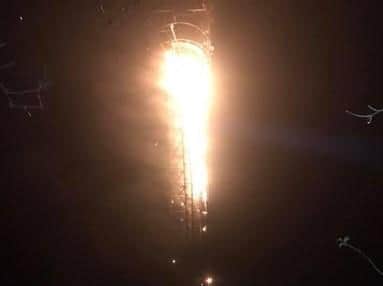 The mast fire. Pic: Cambs Fire and Rescue