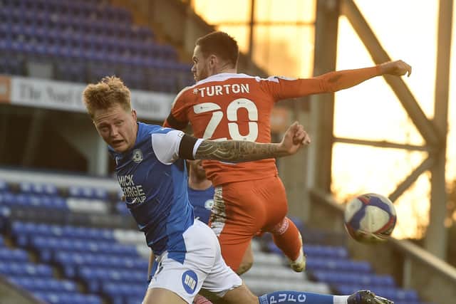 Posh defender Frankie Kent in action for Posh against Blackpool. Photo: David Lowndes.