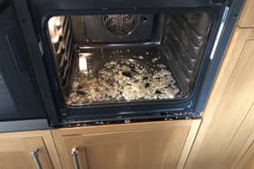 The damaged Hotpoint oven