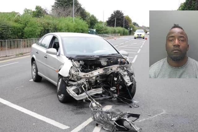the crashed car and Jose Andre, inset