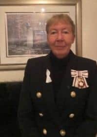 Lord-Lieutenant of Cambridgeshire Julie Spence wearing a White Ribbon ribbon