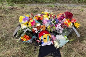 Tributes left at the scene of the accident.