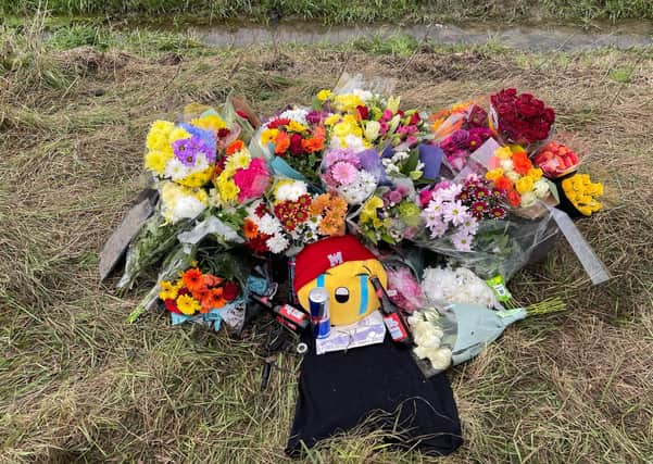 Tributes left at the scene of the accident.