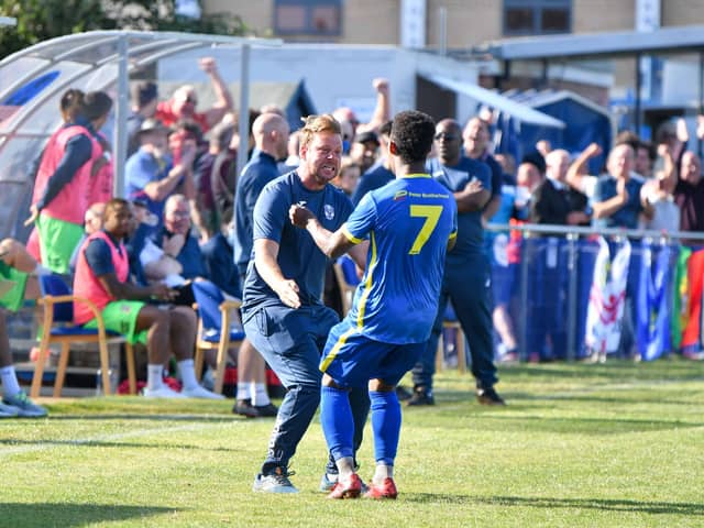 Jimmy Dean celebrating at the Bee Arena. Photo: James Richardson.