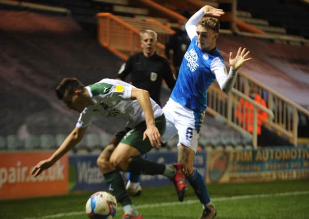 Jack Taylor in action for Posh against Plymouth. Photo: David Lowndes.