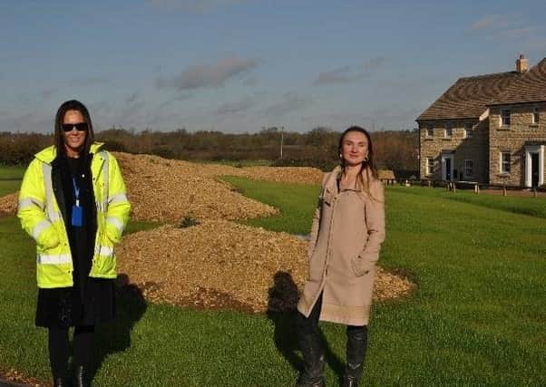 Dina Pittore and Helen Warby of Linden Homes East Midlands at the re-created Barnack Hills and Holes