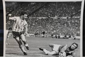 Micky Gynn playing for Coventry against Spurs in the 1987 FA Cup Final.