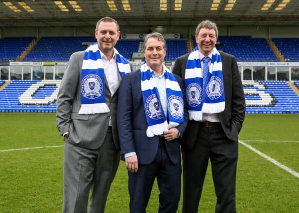 Posh co-owners from left, Darragh MacAnthony, Stewart 'Randy' Thompson and Dr Jason Neale.