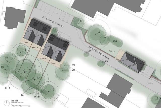 A site plan for the proposed new homes