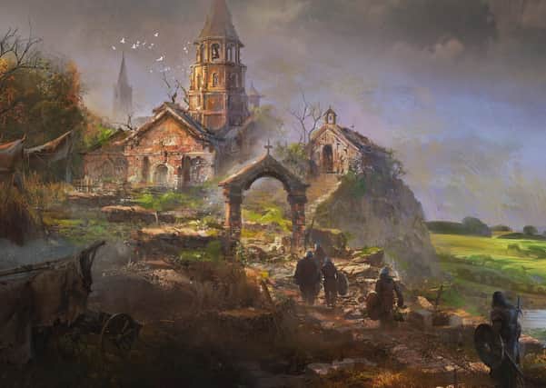 Concept artwork by Donglu Yu of Medehamstede/Peterborough used by Ubisoft when designing the level on Assassins Creed Valhalla.  Picture courtesy Ubisoft.