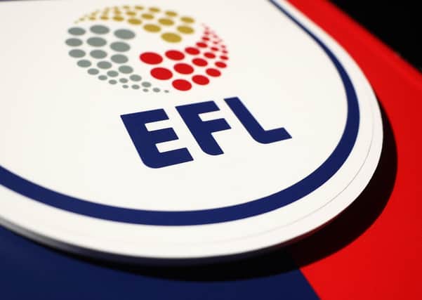 PORTSMOUTH, ENGLAND - MAY 16:  The EFL logo is seen prior to the Sky Bet League One Play-Off Second Leg match between Portsmouth and Sunderland at Fratton Park on May 16, 2019 in Portsmouth, United Kingdom. (Photo by Bryn Lennon/Getty Images) PPP-200906-101224002