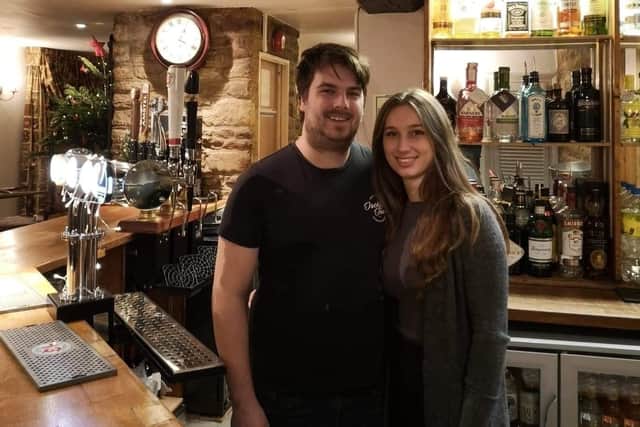 Zak Perrin and Madison keys at The Falcon Inn, Fotheringhay.