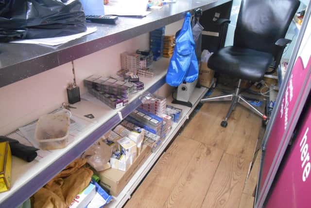 Trading Standards officers seized illicit cigarettes and tobacco at the shop.